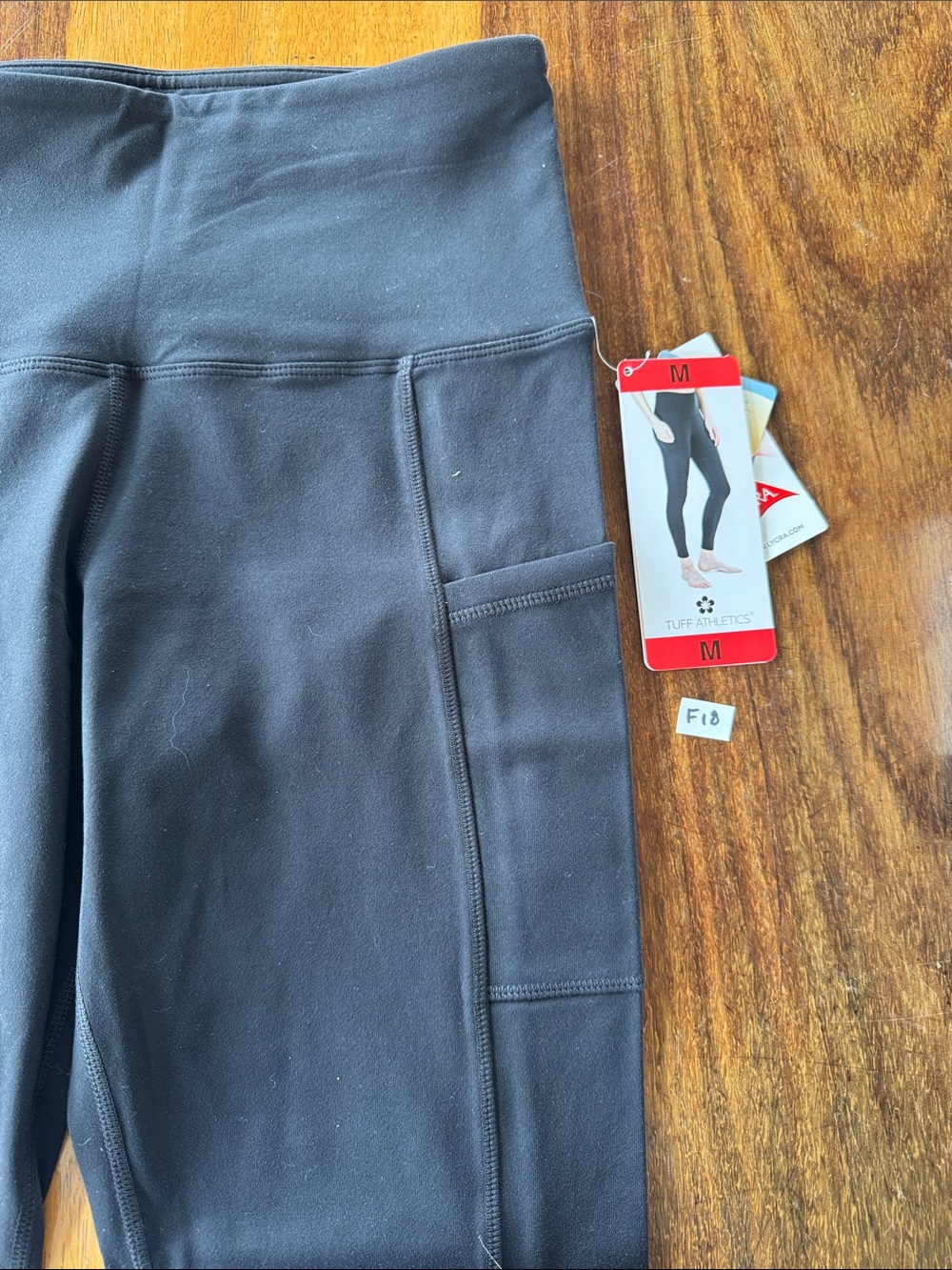 NWT Tuff Athletics Women’s Black High Waisted Pocket Activewear Leggings - M - Picture 9 of 9